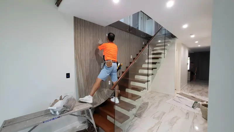 Staircase Wallpaper Installation