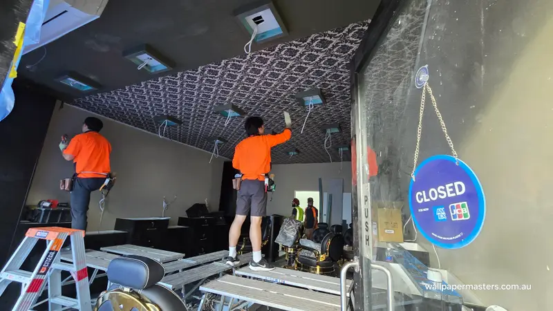Ceiling Wallpaper Installation