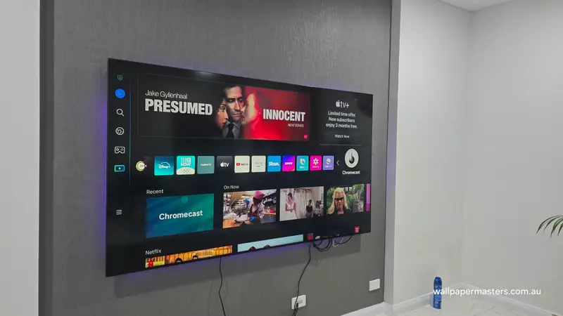 TV Back Wallpaper Installation