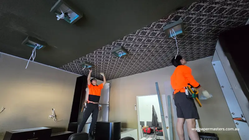 Ceiling Wallpaper Installation