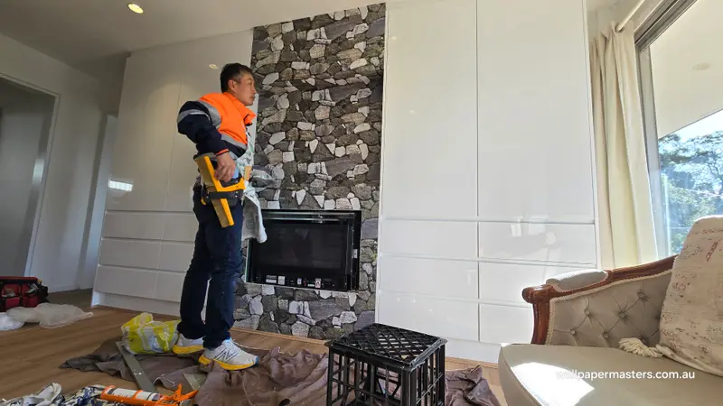 Fireplace Wallpaper Installation